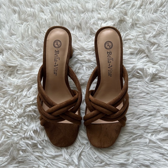 Bella Vita Shoes - Bella Vita Carmen Heeled Slide Sandal Brown Suede New In Box Size 6.5 Narrow